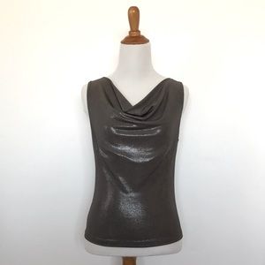 Bebe Shimmer Cowl Neck Sleeveless Blouse